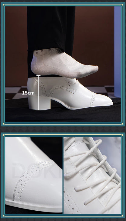 IN STOCK Men Women Cosplay Props 19cm Heightening Shoes DokiDoki Men Daily Black White 15cm Leather Shoes Halloween Cosplay