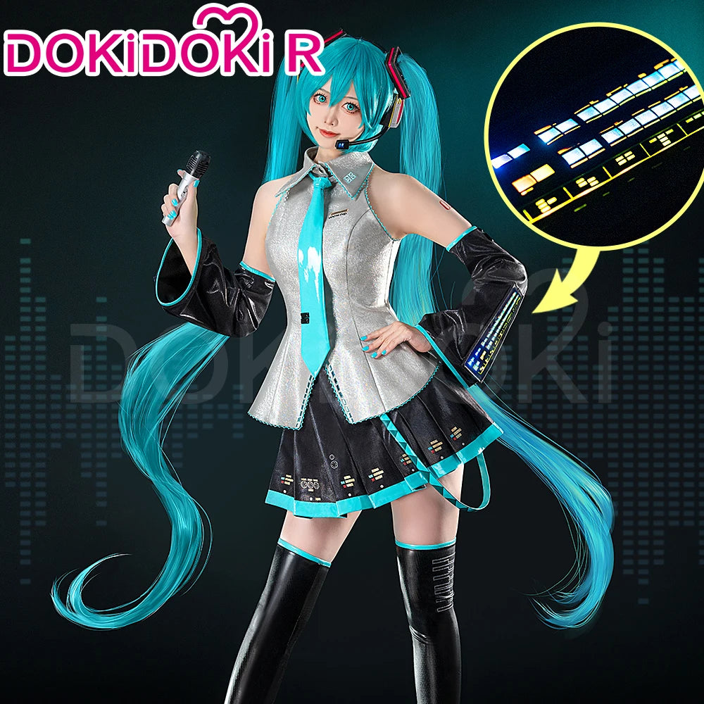 IN STOCK MIKUU Cosplay Costume Game Cosplay 【S-2XL】DokiDoki-R Mikku Cosplay Women Cute Costume MIKUU LED Costume Plus Size