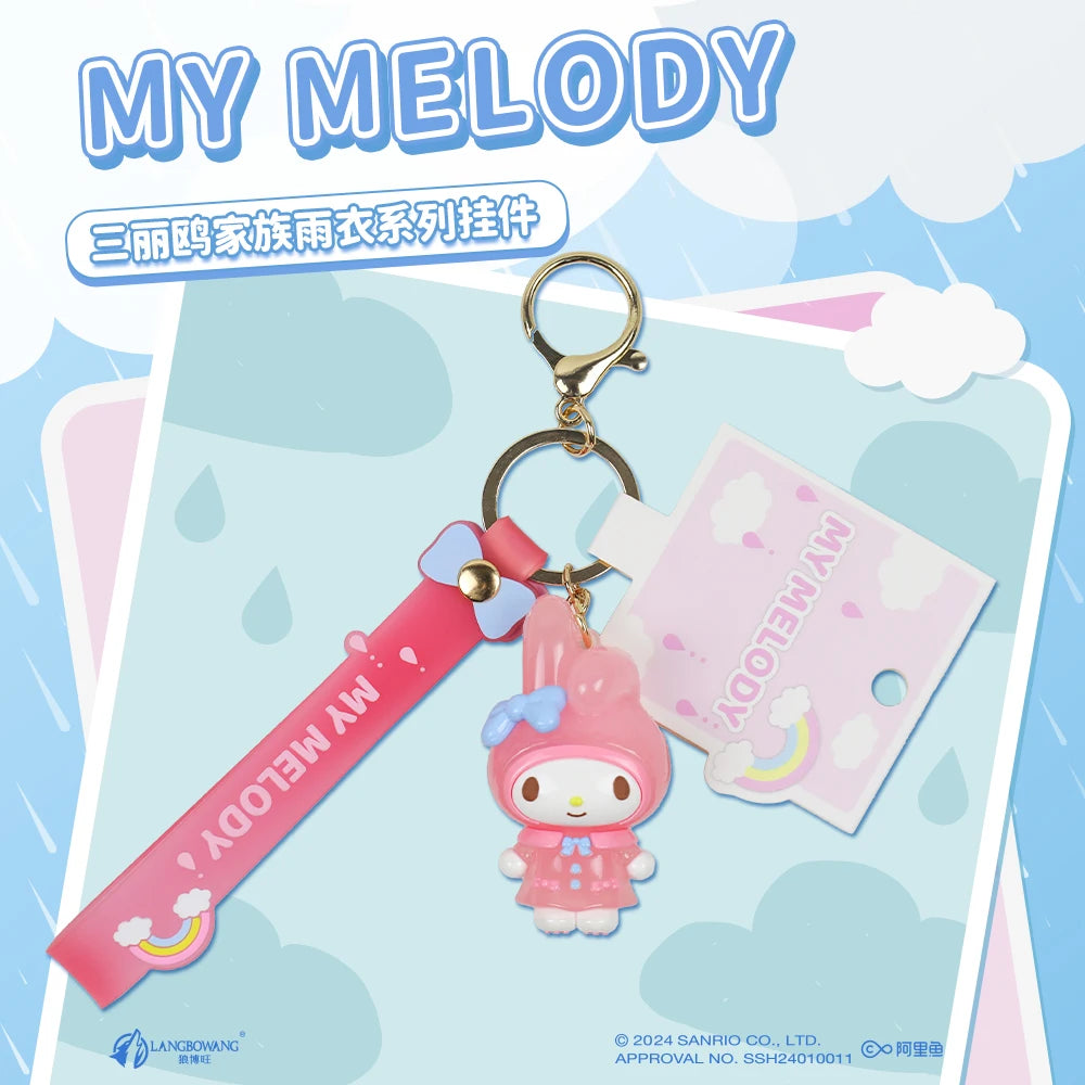 Sanrio Kuromi Pompompurin Mymelody Pochacco Hello Kitty Figure Pendant Keychain Holder Keychain Car Keyring Kids Birthday Gift