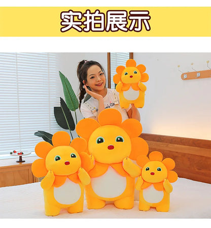 Kawaii Sunflower Nailong Plush Toy Cartoon Smile Dinosaur Silly Cute Stuffed Anime Sofa Pillow Room Decor for Kids Birthday Gift
