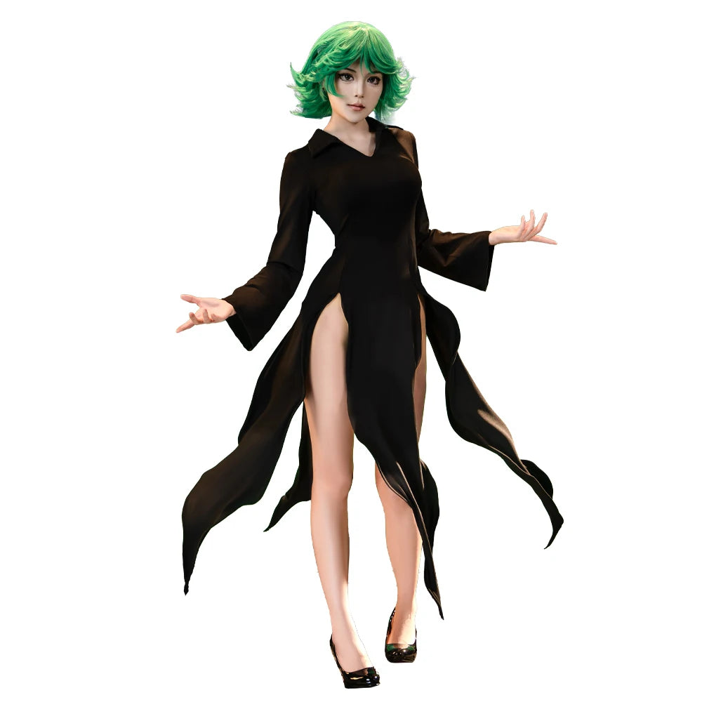 IN STOCK Terrible Tornado Tatsumaki Cosplay Costume Anime DokiDoki-R Women Halloween Cosplay Sexy Dress Plus Size