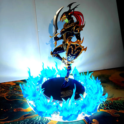 Anime Yu-Gi-Oh! Official Card Black Luster Soldier Blue Fire Led Effect Action Figure Toy DIY Lamp PVC Model Animation Figurine
