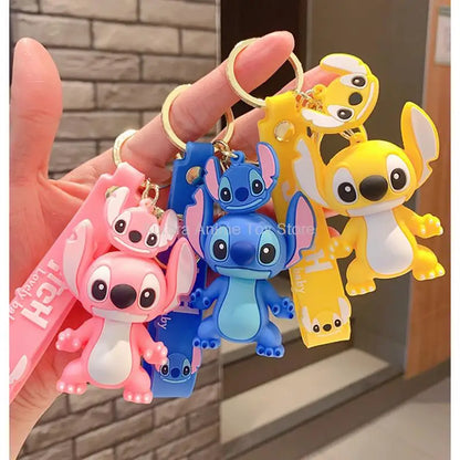 Anime Disney Keychain Cartoon The Lion King Mickey Mouse Minnie Lilo & Stitch Keyring Car Key Chain Pendant Kids Toys Gift