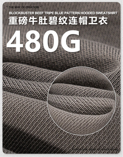 ZODF Retro Heavy Weight 480gsm Cotton Hoodies For Man Unisex Oversized Washed Distressed Hooded Pullovers Brand Coats HY1115