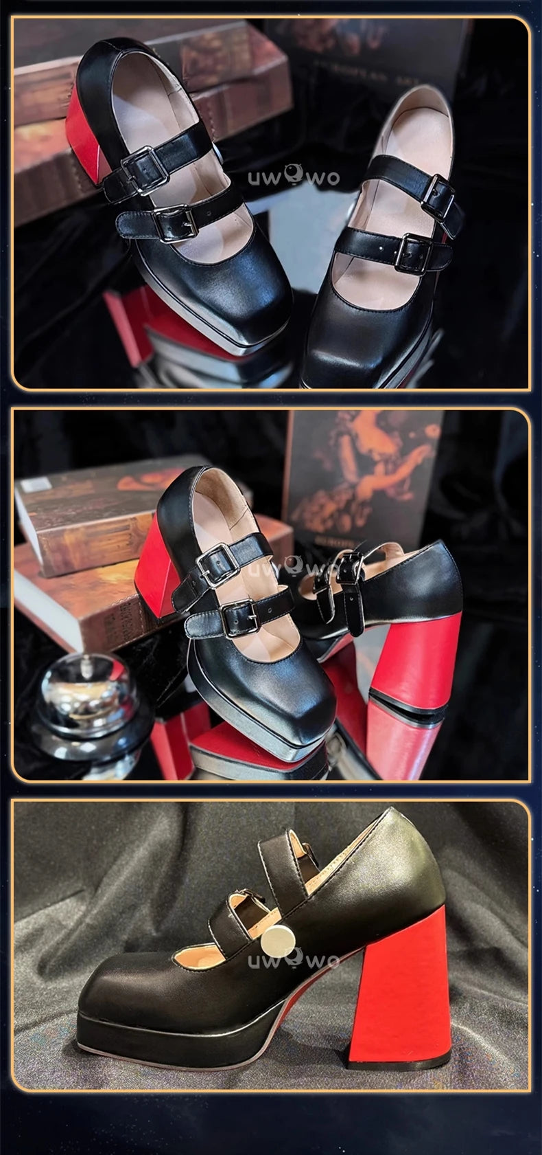 UWOWO  Game Zenless Zone Zero Cosplay /ZZZ Cosplay Ellen Joe Maid Cosplay Shoes Black Red High Heel Shoes Size 35-45