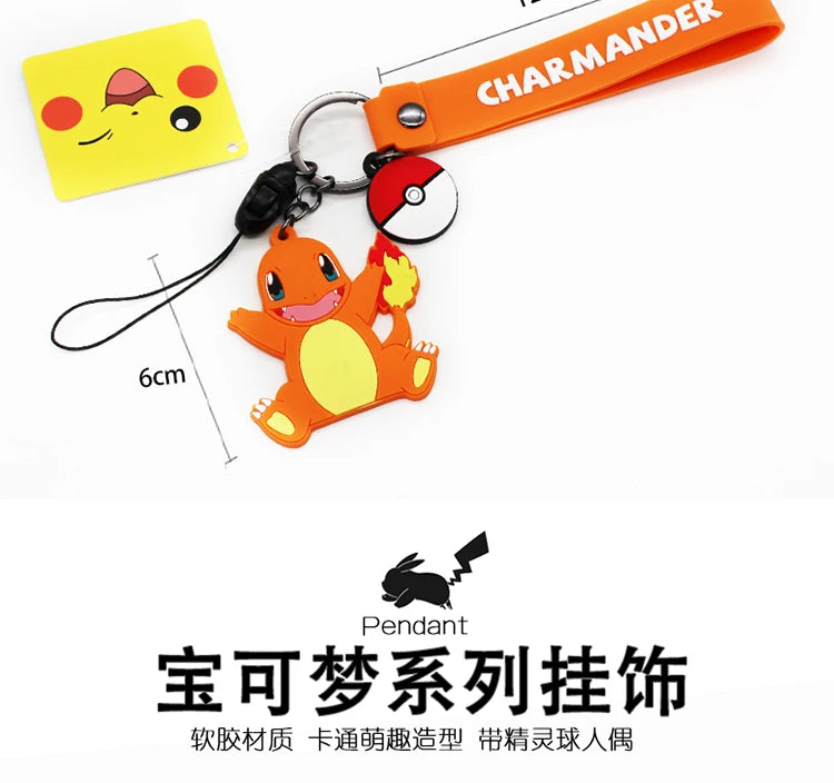 Genuine Pokemon Action Figure Pikachu Keychain Squirtle Bulbasaur Charmander Psyduck Keyring Backpack Pendant Model Toy Kid Gift