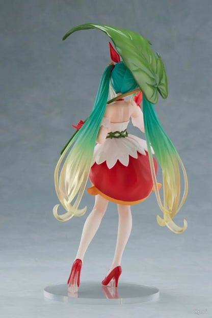 23CM Hatsune Miku Japanese Virtual Idol Singer Anime Figure Thumbelina Green Dress Girl Model Toy Gift PVC Collection Ornaments