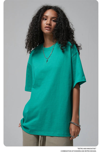 ZODF New Spring Summer Men 305gsm Cotton T Shirts Unisex Heavy Weight Oversized FG Noshrink Basic Solid T-Shirt Tees HY0165