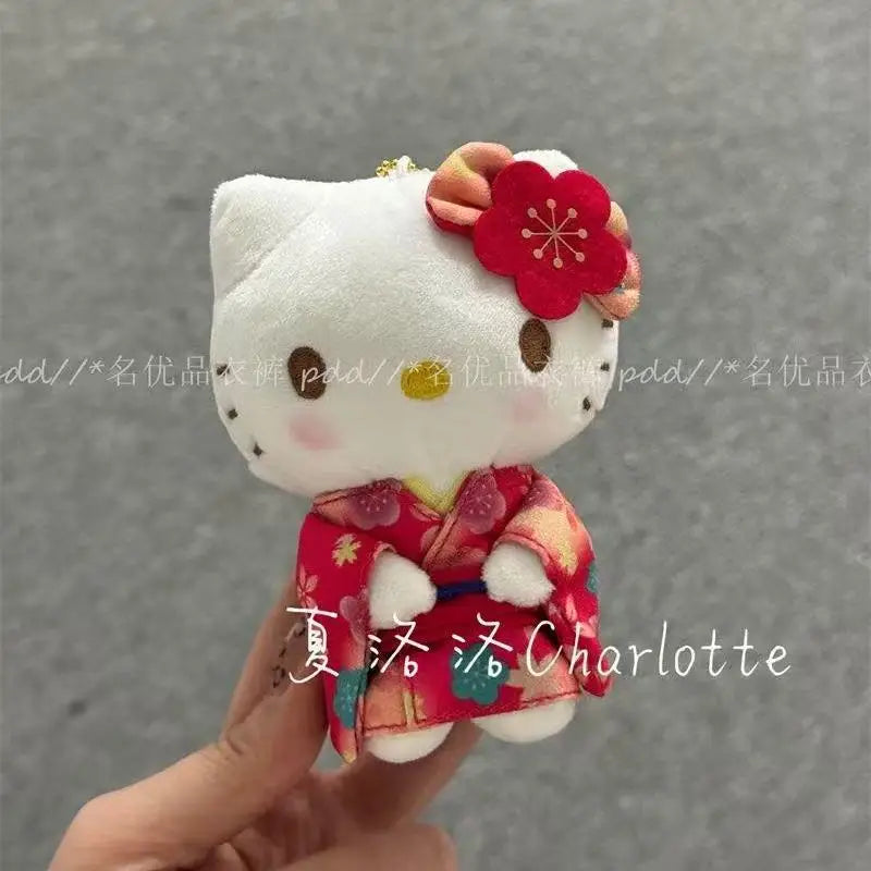 Japanese Kimono Cherry Blossom Hello Kitty Plush Doll Trendy Toy Backpack Decoration Accessories Keychain Girl Surprise Gift