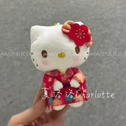 Japanese Kimono Cherry Blossom Hello Kitty Plush Doll Trendy Toy Backpack Decoration Accessories Keychain Girl Surprise Gift