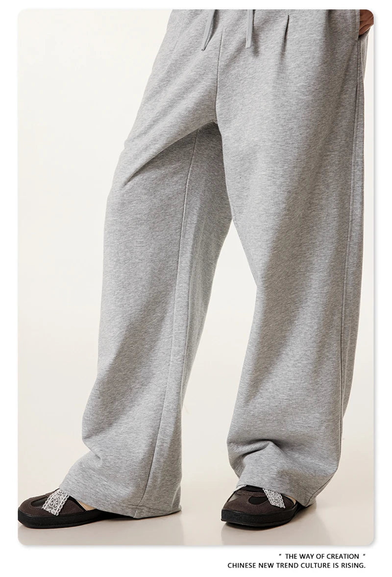 ZODF New 2025 Spring Men 280gsm Straight Pants Unisex Casual High Street Double Waist Sport Trousers Brand Streetwear HY1004