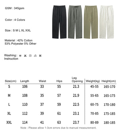 ZODF New Men's Winter Solid 345sm Fleece Straight Pants Unisex Loose Comfortable Sport Zipper Pockets Trousers HY0868