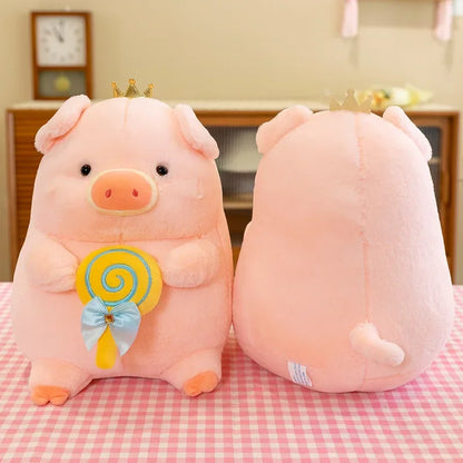 New 30cm Crown Stick Pig Doll Dwen Dwen Pig Plush Toy Children's Doll Cloth Doll Indoor Decoration Children's Gift