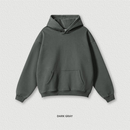 ZODF New 2024 Autumn Winter Men 345gsm Fleece Hoodies Unisex Women Relax Fit Warm Solid Hooded Pullovers Sweatshirts HY0863