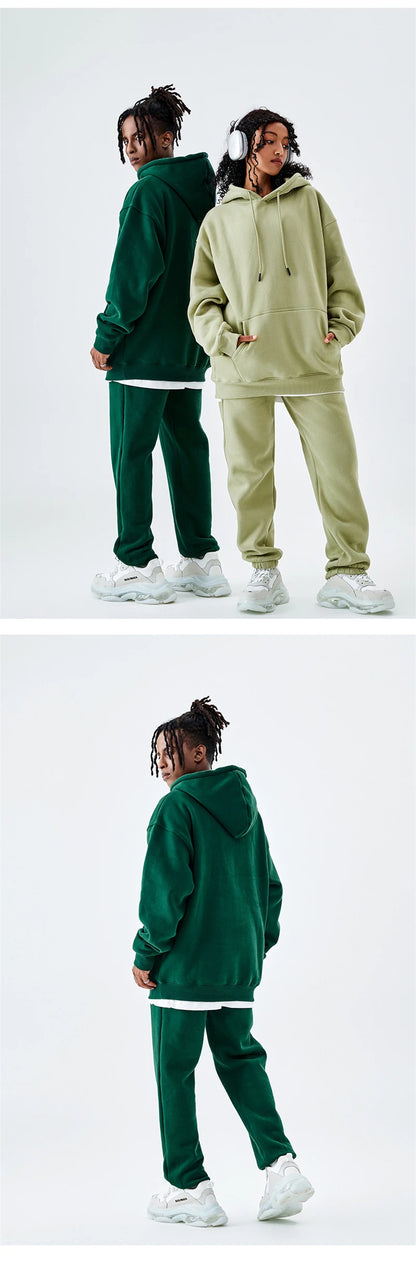 ZODF Casual Winter Men 350gsm Fleece Hoodie Unisex Loose Warm Solid Hooded Sweatshirt Pullover 18 Colors HY0728