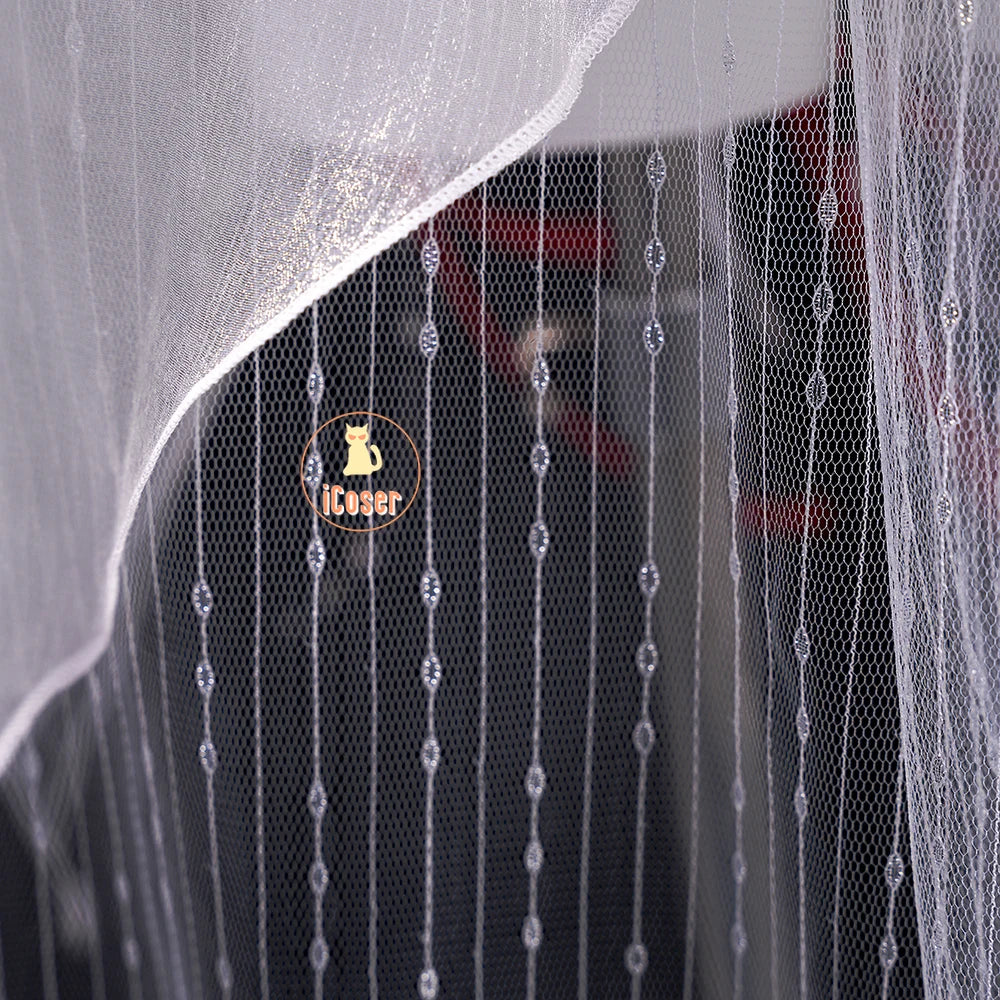 Wuthering Waves Phrolova Cosplay Costume Wig Dress White Spider Lily Layered Gown Headwear Halloween Party for Women Girls Props