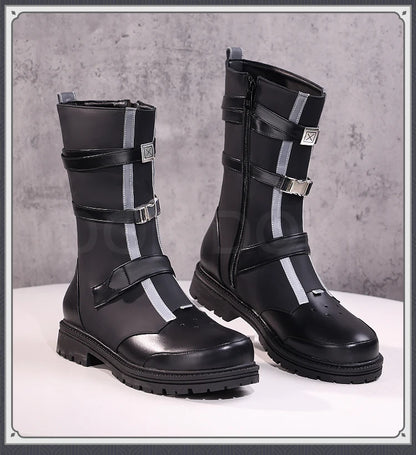 IN STOCK Rover Qiuyuan Cosplay Shoes Game Wuthering Waves DokiDoki-SR Black Leather Shoes Rover Cosplay Men Christmas Long Boots