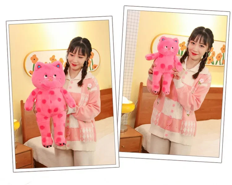 Cute Polka Dot Cat Plushie Doll Internet Famous Plush Toy Cat Doll Pillow Cushion for Girls Sleeping Gift Charming Skin-Friendly