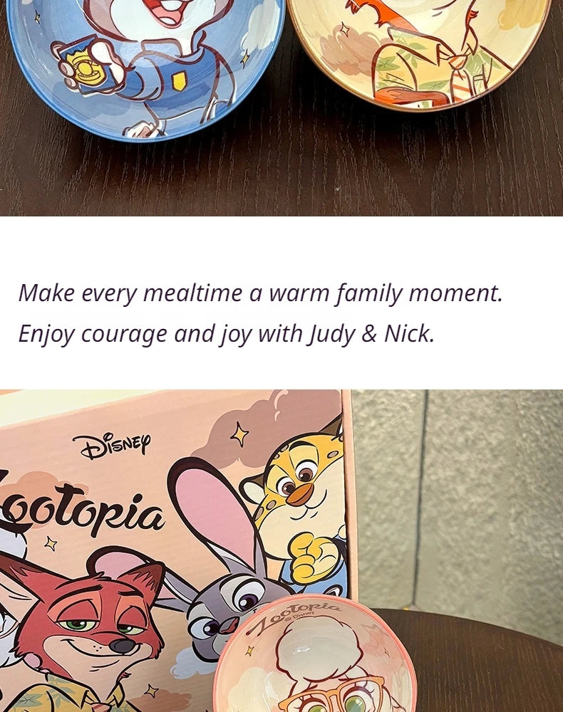 New Zootopia Disney Judith Nick 4 Cute Cartoon Ceramic Rice Bowl Home Festival Gift High Beauty Tableware