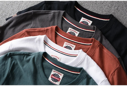 2025 Summer New American Retro Short-sleeved O-neck 3D Letter Printed T-shirt Men's Fashion 100% Cotton Washed Casual Sport Tops