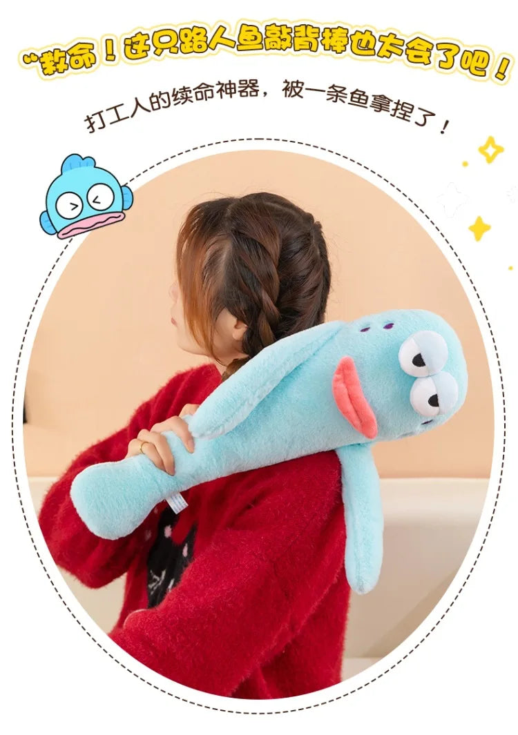 Sanrio 80cm Cute Plush Cartoon Ugly Fish Stuffed Toy Funny Knock Knock Doll New Viral Kids Birthday Christmas Gift for Children