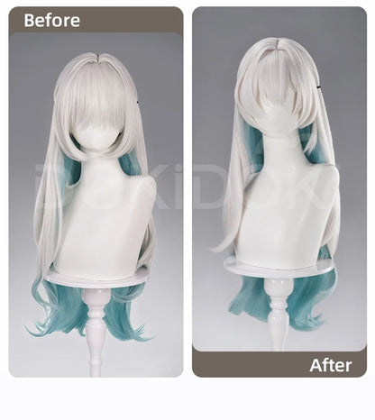 Firefly Wig Cosplay Game Honkai: Star Rail DokiDoki Women Silvery Blue Long Hair Firefly Cosplay Headdress Free Cap