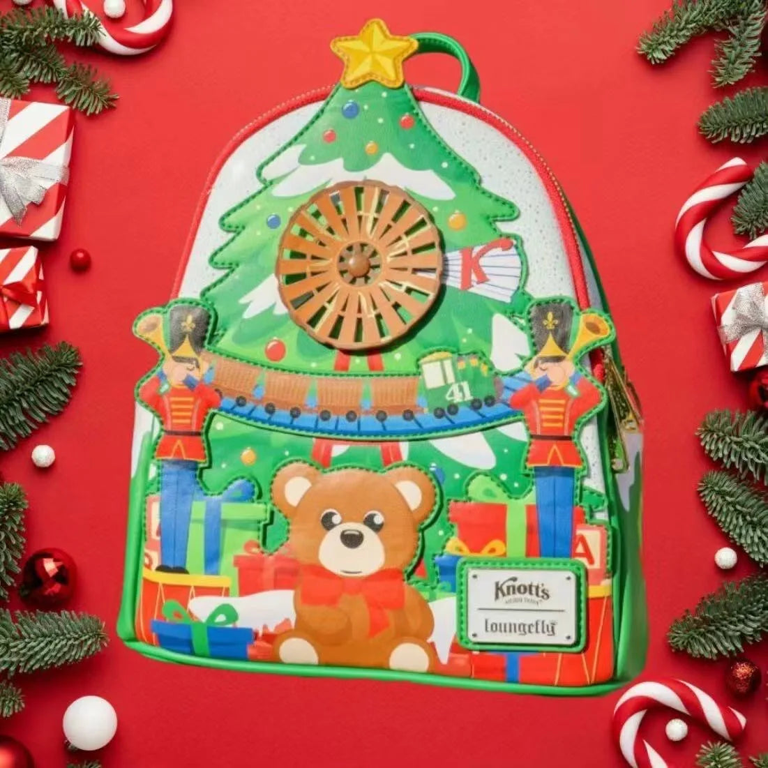 New Cute Loungefly Disney Winnie The Pooh Flower Brown Cartoon Mini Backpack Red Mickey Mouse Backpack Cute Cartoon Bag Gifts