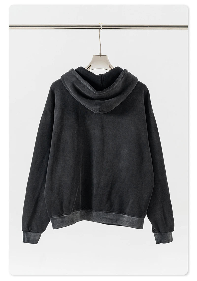 ZODF Retro 2024 Winter Men Zipper Fleece Hoodies Unisex Oversized Washed 360gsm Sport Knitted Hooded Coat HY0905