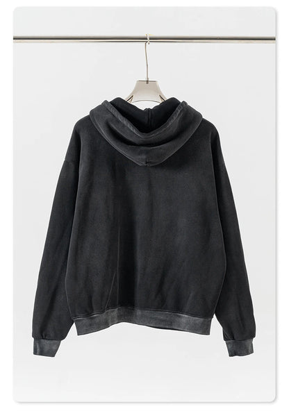 ZODF Retro 2024 Winter Men Zipper Fleece Hoodies Unisex Oversized Washed 360gsm Sport Knitted Hooded Coat HY0905