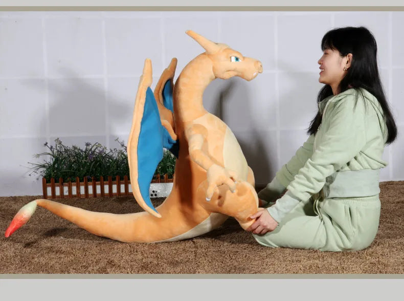 80CM Big Size Pokemon Charizard Plushies Cartoon Anime Peluche Kawaii Ornament Stuffed Comfortable Soft Doll Children Toy Gift