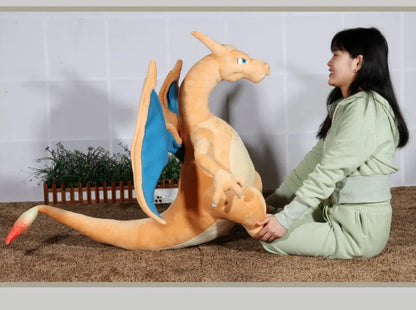 80CM Big Size Pokemon Charizard Plushies Cartoon Anime Peluche Kawaii Ornament Stuffed Comfortable Soft Doll Children Toy Gift