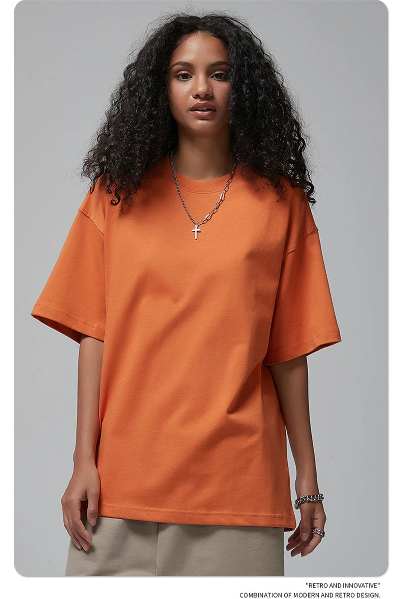 ZODF New Spring Summer Men 305gsm Cotton T Shirts Unisex Heavy Weight Oversized FG Noshrink Basic Solid T-Shirt Tees HY0165