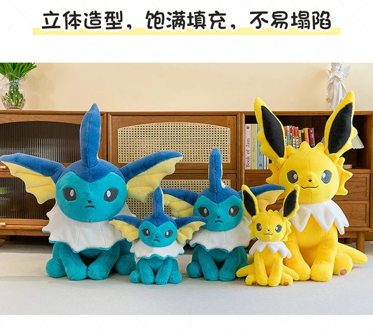45/60/80CM Big Size Pokémon Jolteon Plushies ‌Vaporeon Cartoon Anime Stuffed Ornament Comfortable Soft Doll Children's Toy Gift