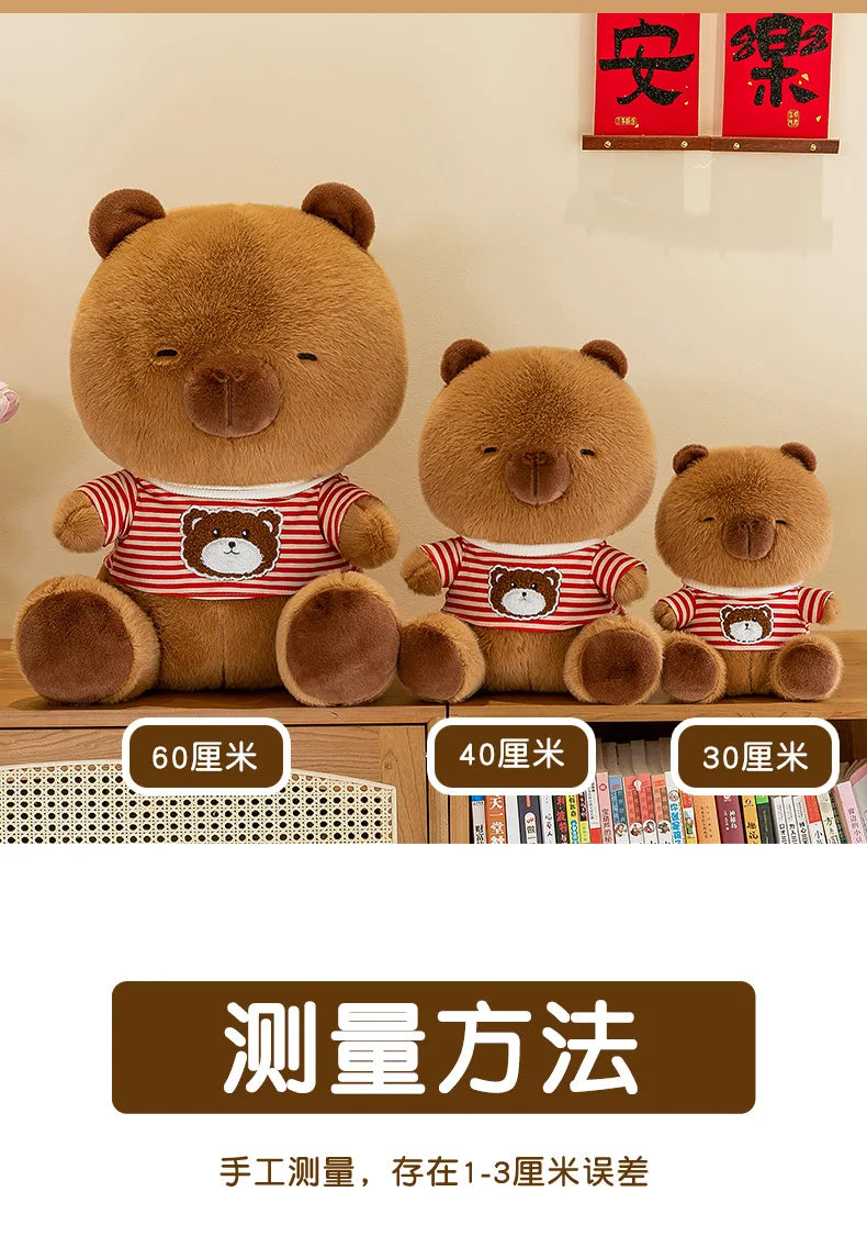 New black striped hoodie dolphin plush toy dress up Capibala sofa decoration room children's birthday Christmas surprise gift