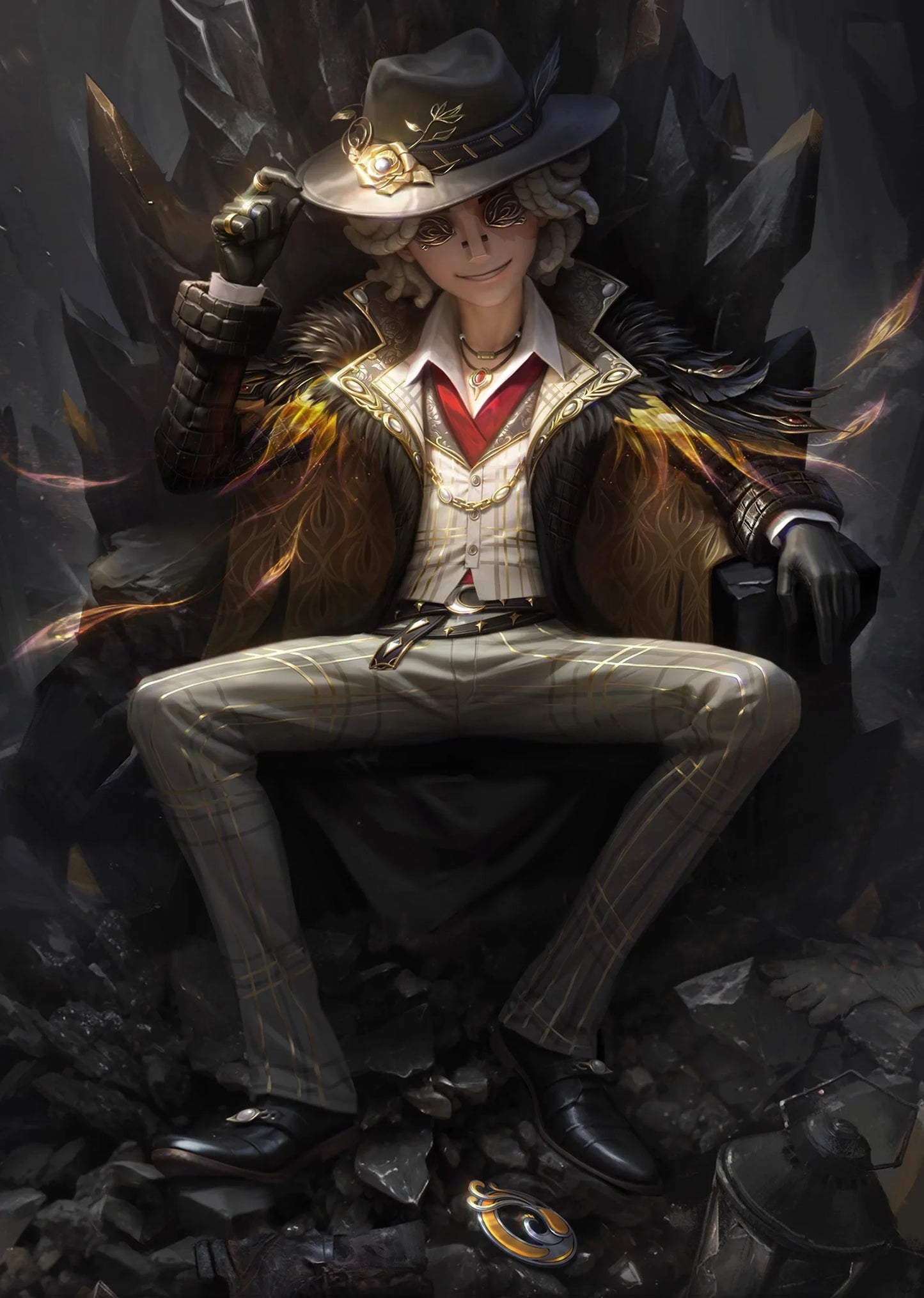 Identity V Prospector Cosplay Costume Norton Campbell Uniform Hat Glasses Bird of Prey Rings Halloween Party for Women Men Props