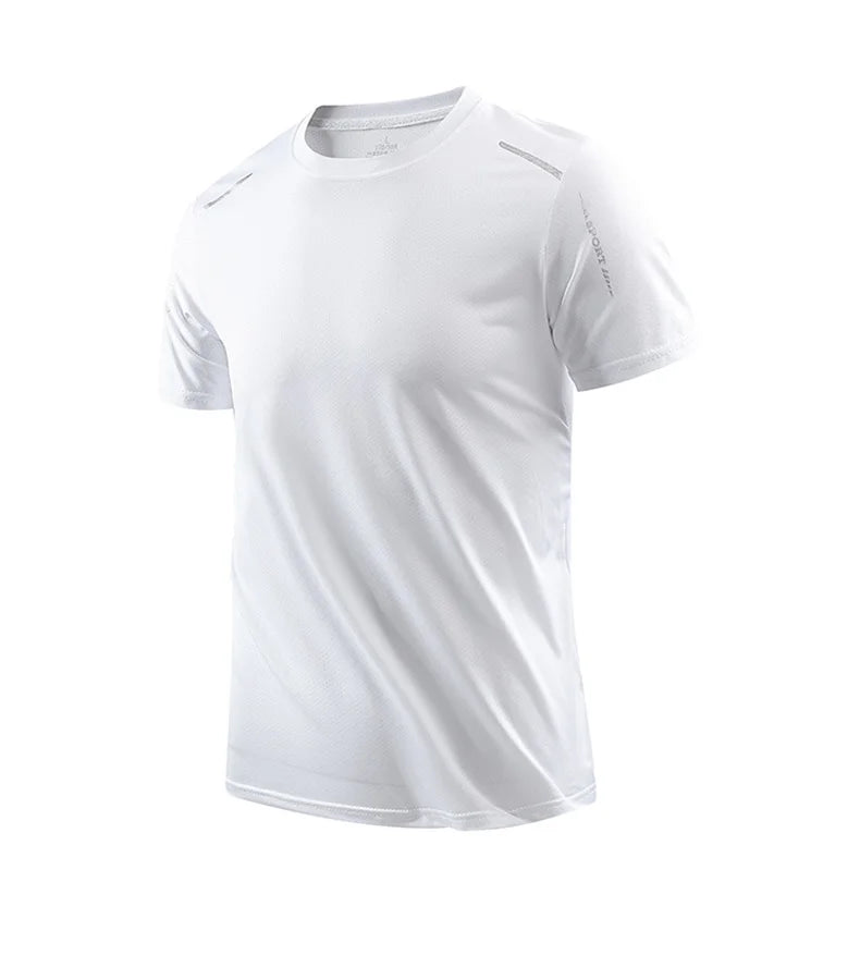 Chrlck Men’s Quick Dry Running T-Shirt Breathable Soft Elastic Outdoor Sports Tee for Hiking Fishing Summer