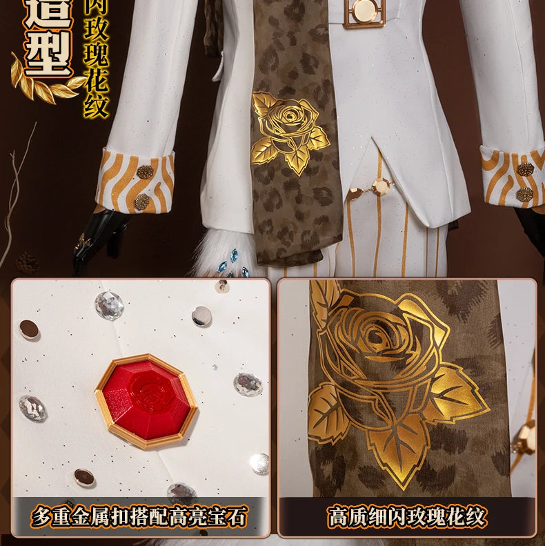 Identity V Prospector Cosplay Costume Wig Norton Campbell Uniform Gambler in The Spotlight Halloween for Women Men Carnival Prop