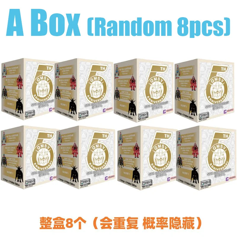 Original Bandai Gundam Blind Box QMSV 5TH Anniversary Special Toy Mystery Box RX-78-2 ZAKU FREEDOM XXXG-00W0 Action Figure Gift
