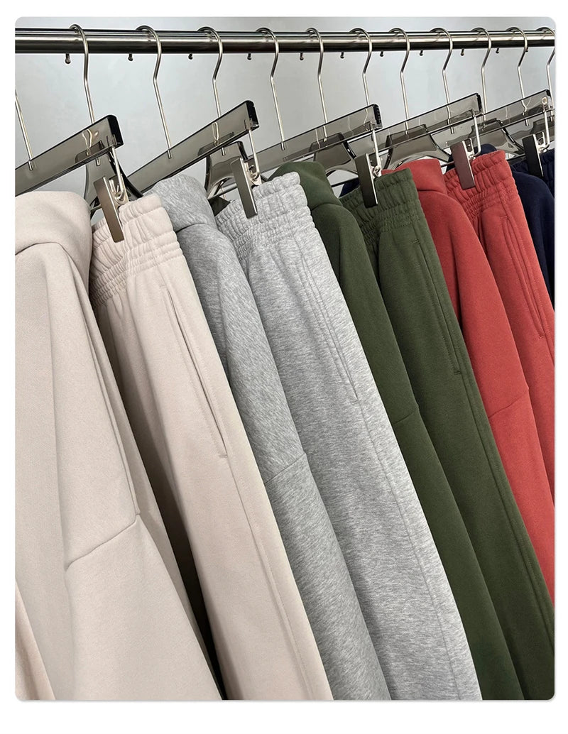ZODF 2025 Winter 430gsm Unisex Fleece Straight Sweatpants Thick Warm Casual Oversized Trousers HY1170