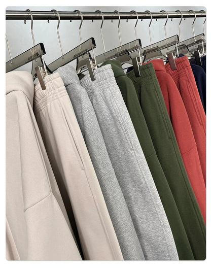 ZODF 2025 Winter 430gsm Unisex Fleece Straight Sweatpants Thick Warm Casual Oversized Trousers HY1170