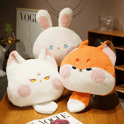 Plush Bread Pillow Kawaii Food Pig Rabbit Fox Toast Soft Doll Hand Warmer Home Decoration Cushion Kids Toys Birthday Gift