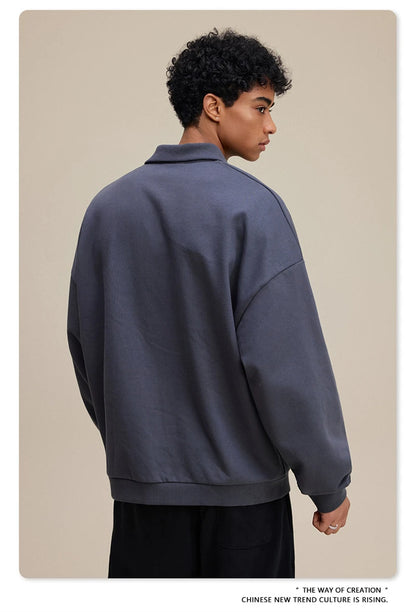 ZODF Casual 2025 Autumn 445gsm Sweatshirt For Man Unisex Turn Down Collar Solid Fleece Pullovers Winter Coats HY1111