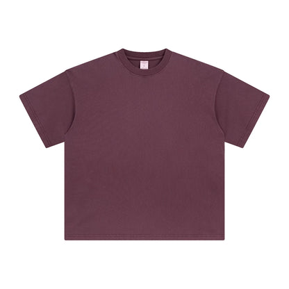 ZODF Men 2024 Retro Summer Washed Solid Cotton T-Shirts Unisex Retro Loose High Street 250gsm Basic Tees Streerwears HY0075