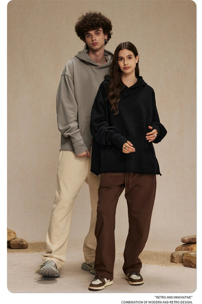 ZODF New Autumn Men Heavyweight 450gsm Hoodie Unisex Loose Ninja Sleeve 100% Cotton Hooded Pullovers Winter Coat HY0927