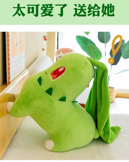 45/60/80cm Big Size Pokemon Chikorita Cartoon Anime Plush Stuffed Doll Room Decoration Plushies Pillow Ornaments Children's Gift