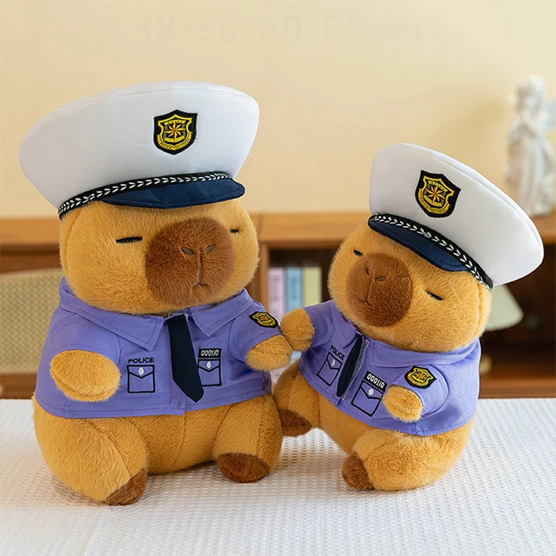 New Kawaii 50cm Plush Toy Capybara Police Stuffed Animal Pillow Cute Plush Doll for Kids Birthday Christmas Gift