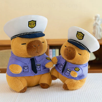 New Kawaii 50cm Plush Toy Capybara Police Stuffed Animal Pillow Cute Plush Doll for Kids Birthday Christmas Gift