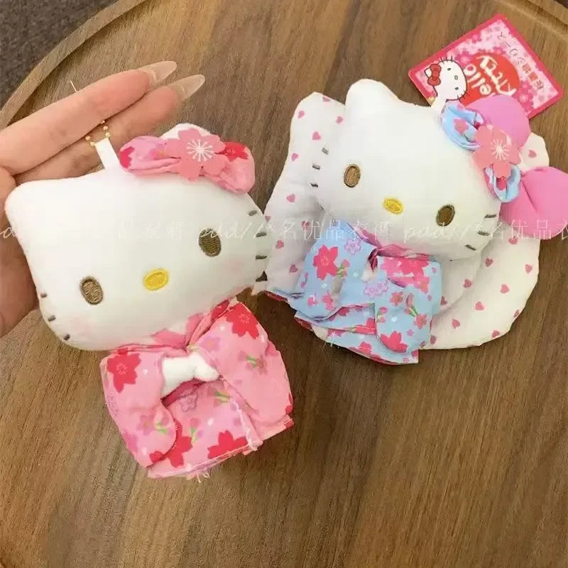 Japanese Kimono Cherry Blossom Hello Kitty Plush Doll Trendy Toy Backpack Decoration Accessories Keychain Girl Surprise Gift