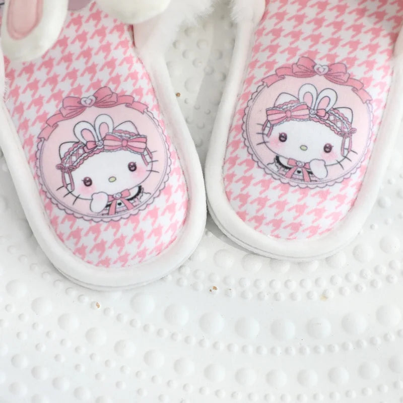 Lovely Kuromi My Melody Slippers Kawaii Anime Lolita Indoor Shoes Girl Women Hello Kitty Cinnamoroll Spring Summer Autumn