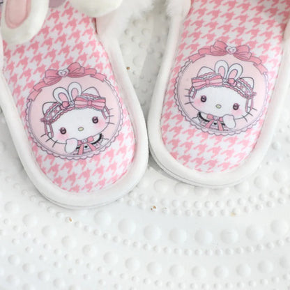 Lovely Kuromi My Melody Slippers Kawaii Anime Lolita Indoor Shoes Girl Women Hello Kitty Cinnamoroll Spring Summer Autumn